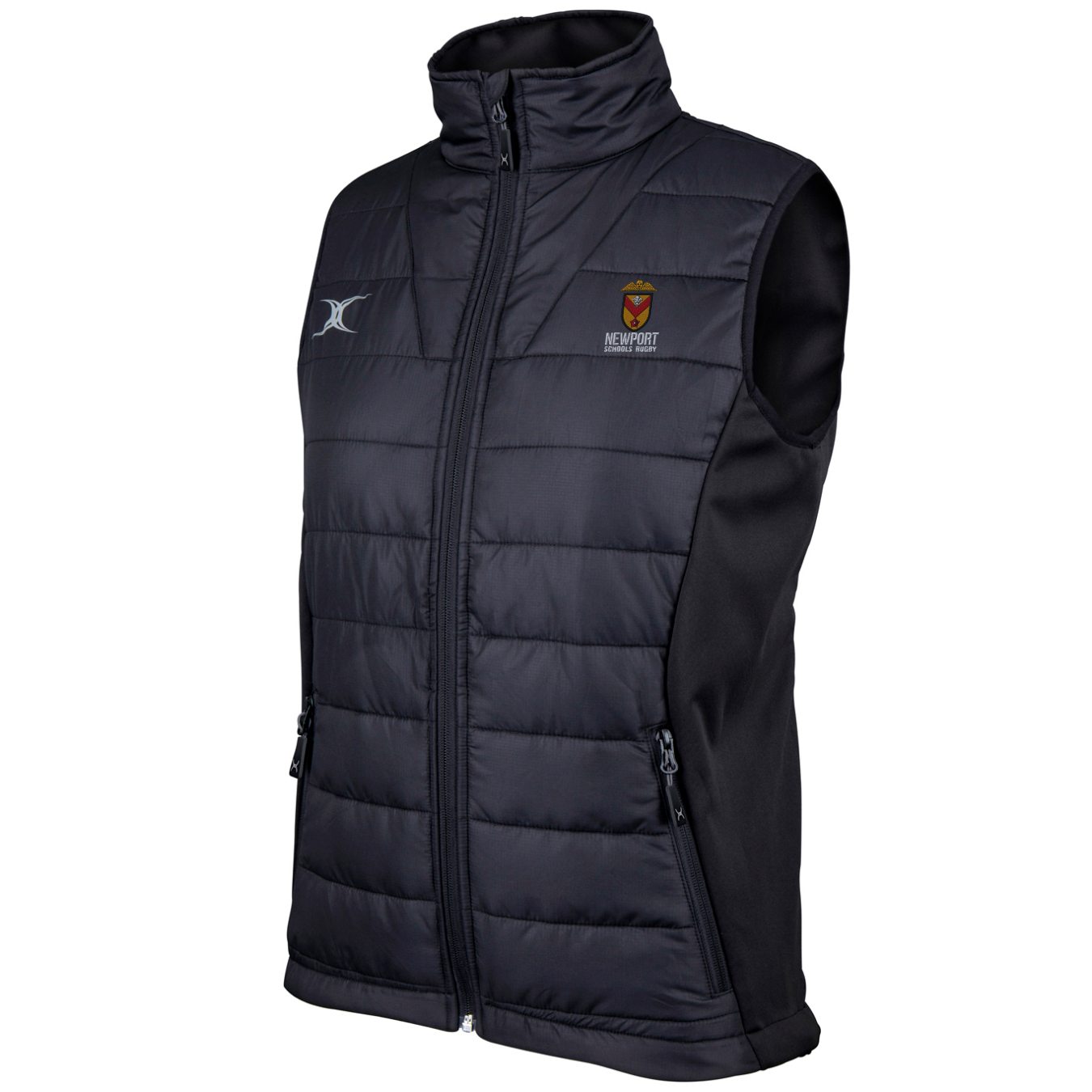 gilbert-rugby-newport-schools-rugby-pro-gilet-bodywarmer-donna-nero image 1