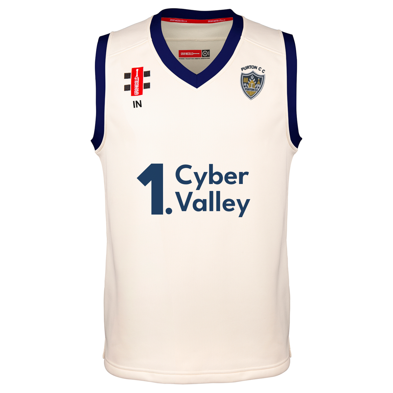 gray-nicolls-purton-cc-adulto-slipover-cricket-pro-performance-avorio-blu-navy image 1