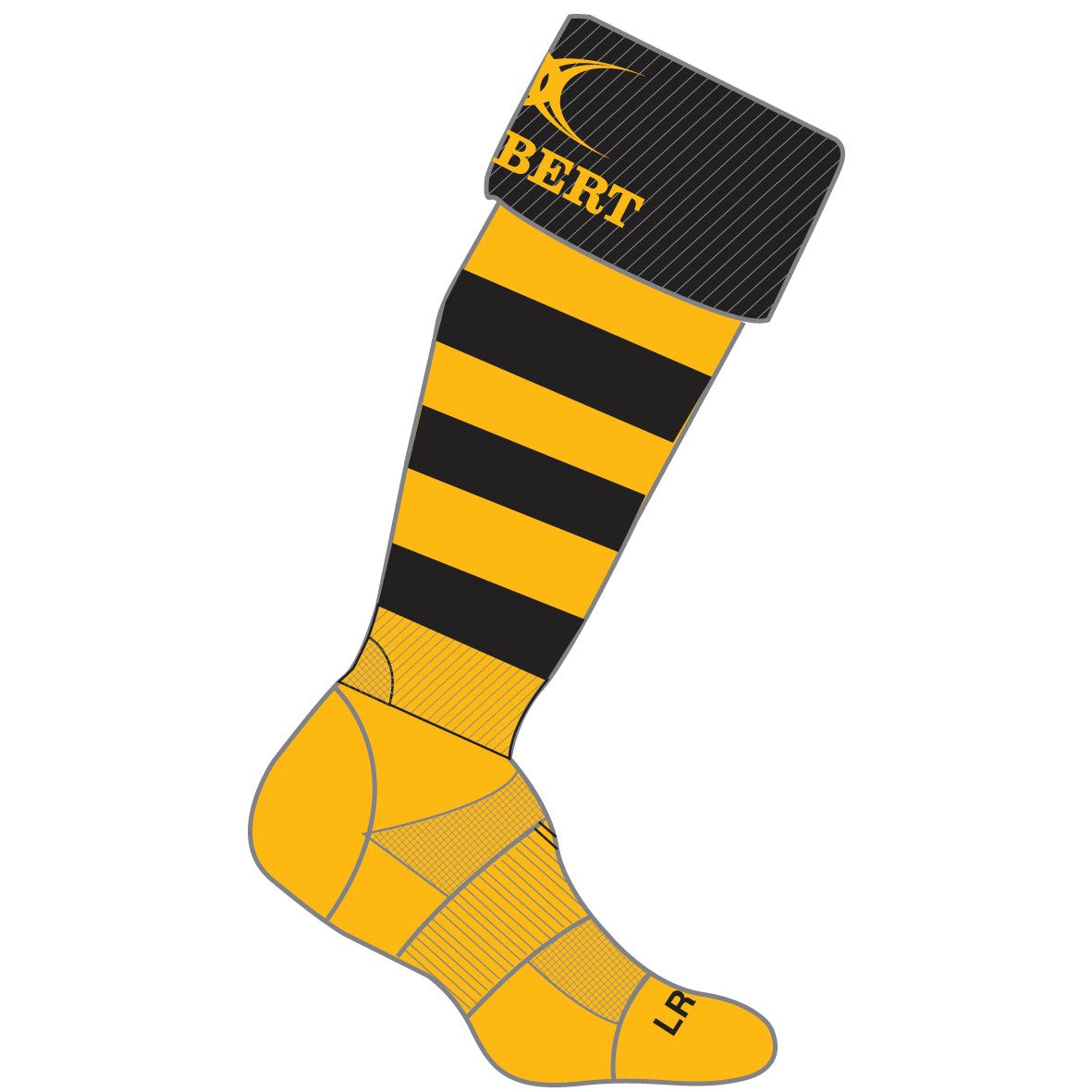 gilbert-rugby-kryten-ii-calzettoni-bambino-ambra-nero-amesbury-rfc image 2