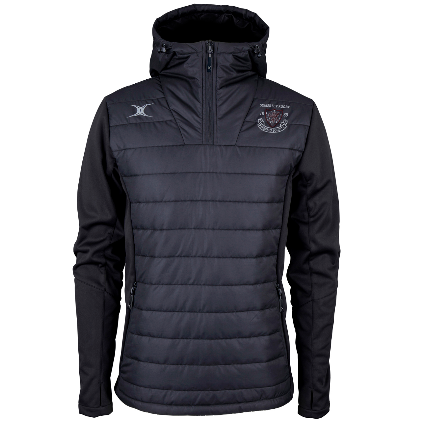gilbert-rugby-somerset-referees-society-pro-active-giacca-quarter-zip-nera image 2