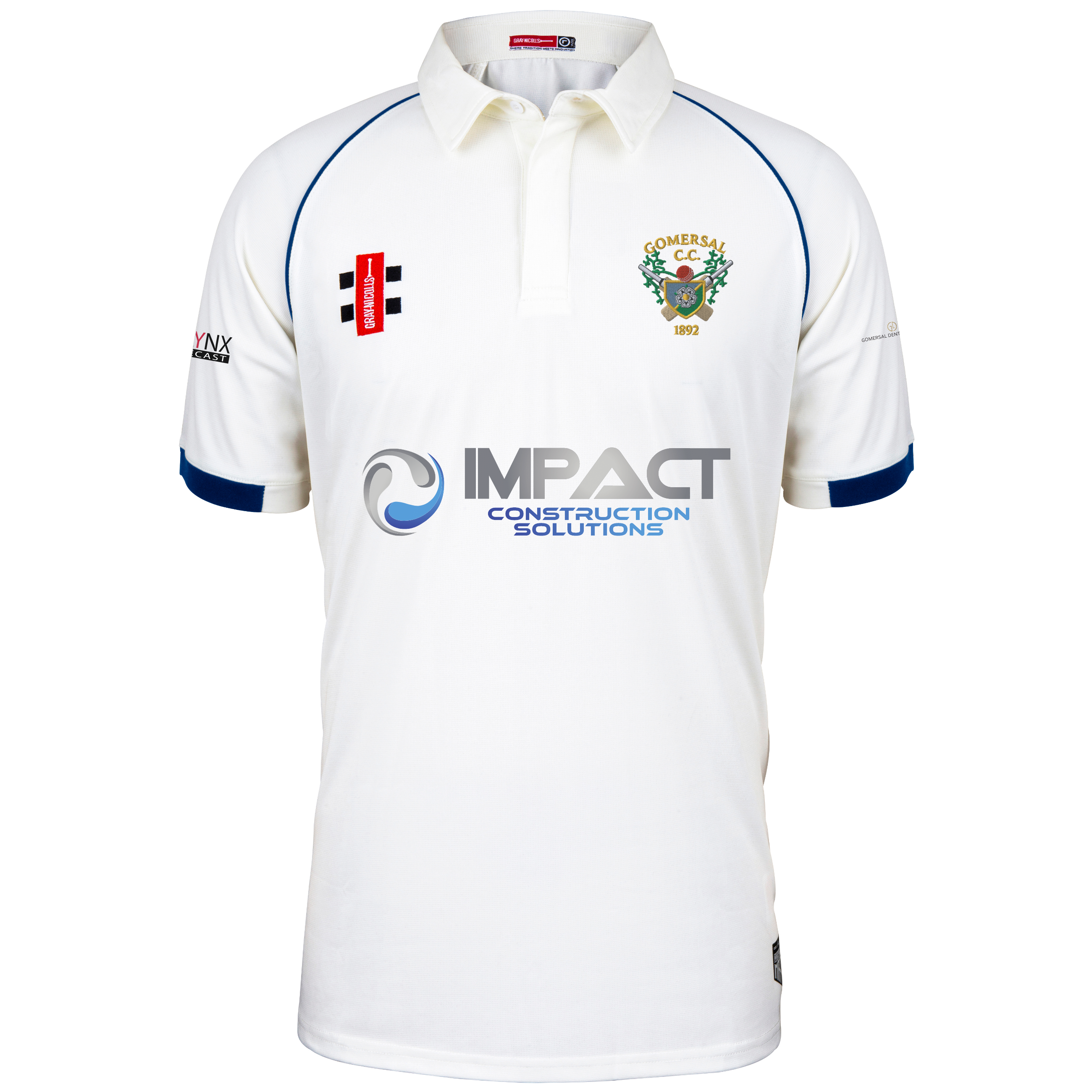 gray-nicolls-matrix-v2-gomersal-cc-maglia-cricket-manica-corta-senior-avorio-nav image 1