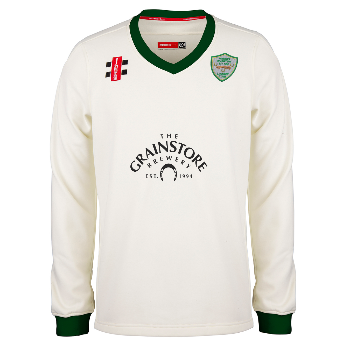 gray-nicolls-market-overton-cc-pro-performance-maglione-cricket-avorio-verde-sen image 1