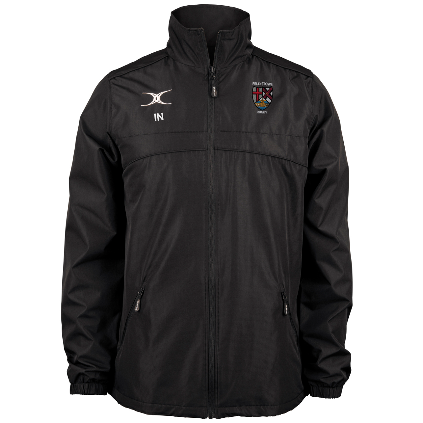 gilbert-rugby-felixstowe-rfc-photon-giacca-uomo-senior-nera-con-zip-intera image 1