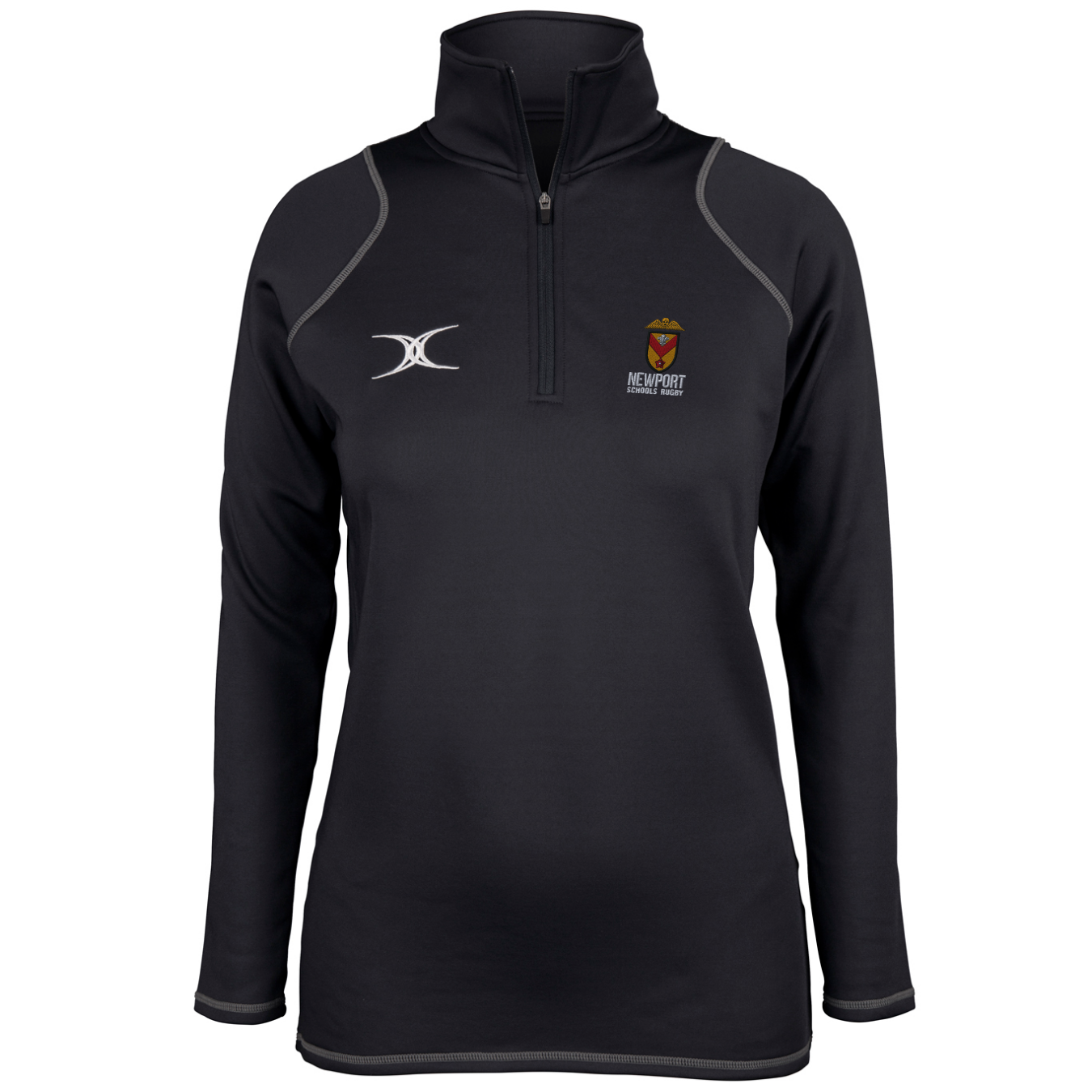 gilbert-rugby-newport-schools-quest-pile-1-4-zip-donna-nero image 1