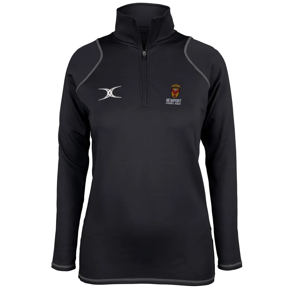 gilbert-rugby-newport-schools-quest-pile-1-4-zip-donna-nero image 1