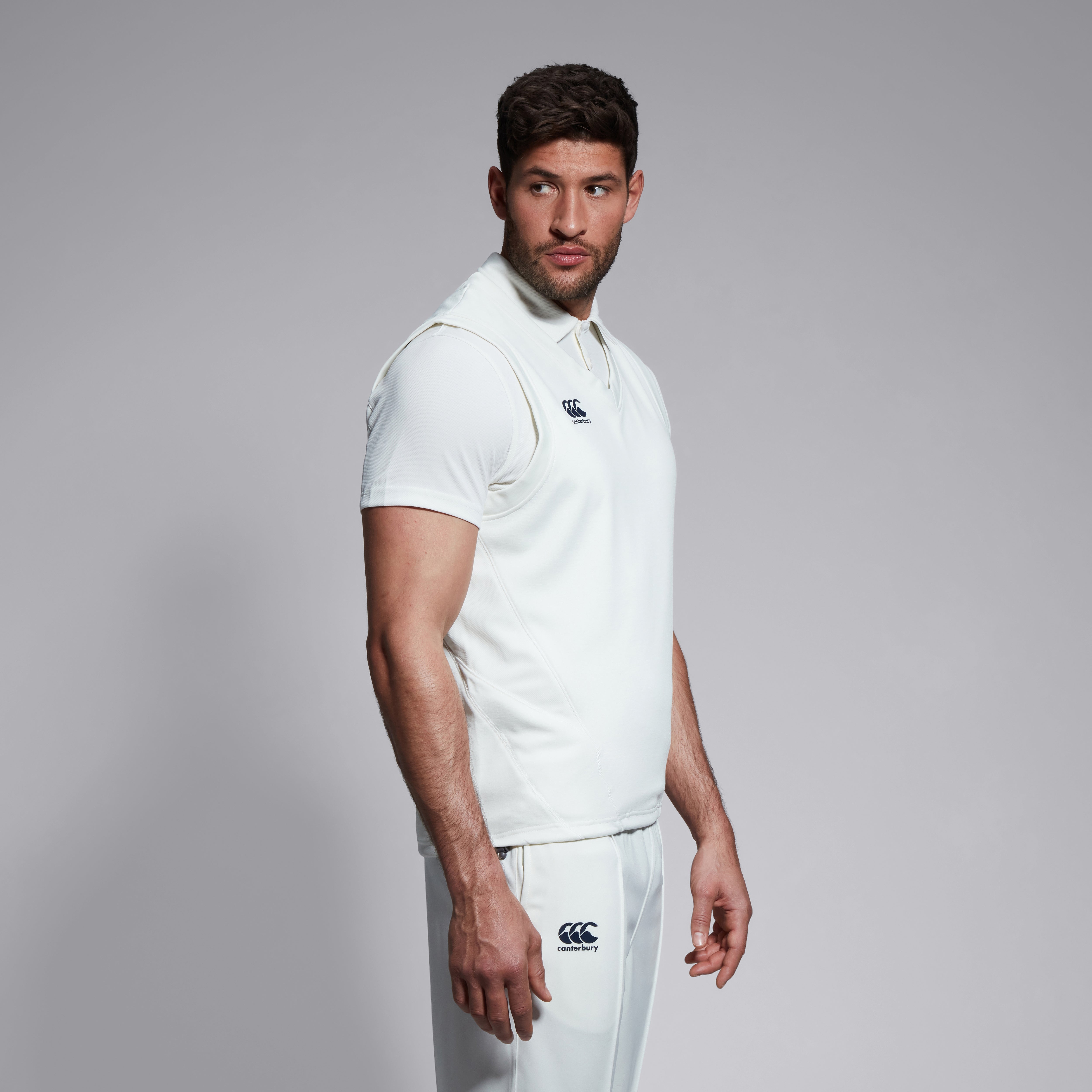 canterbury-mens-sleeveless-cricket-overshirt-cream-gilet-cricket-uomo-crema image 1