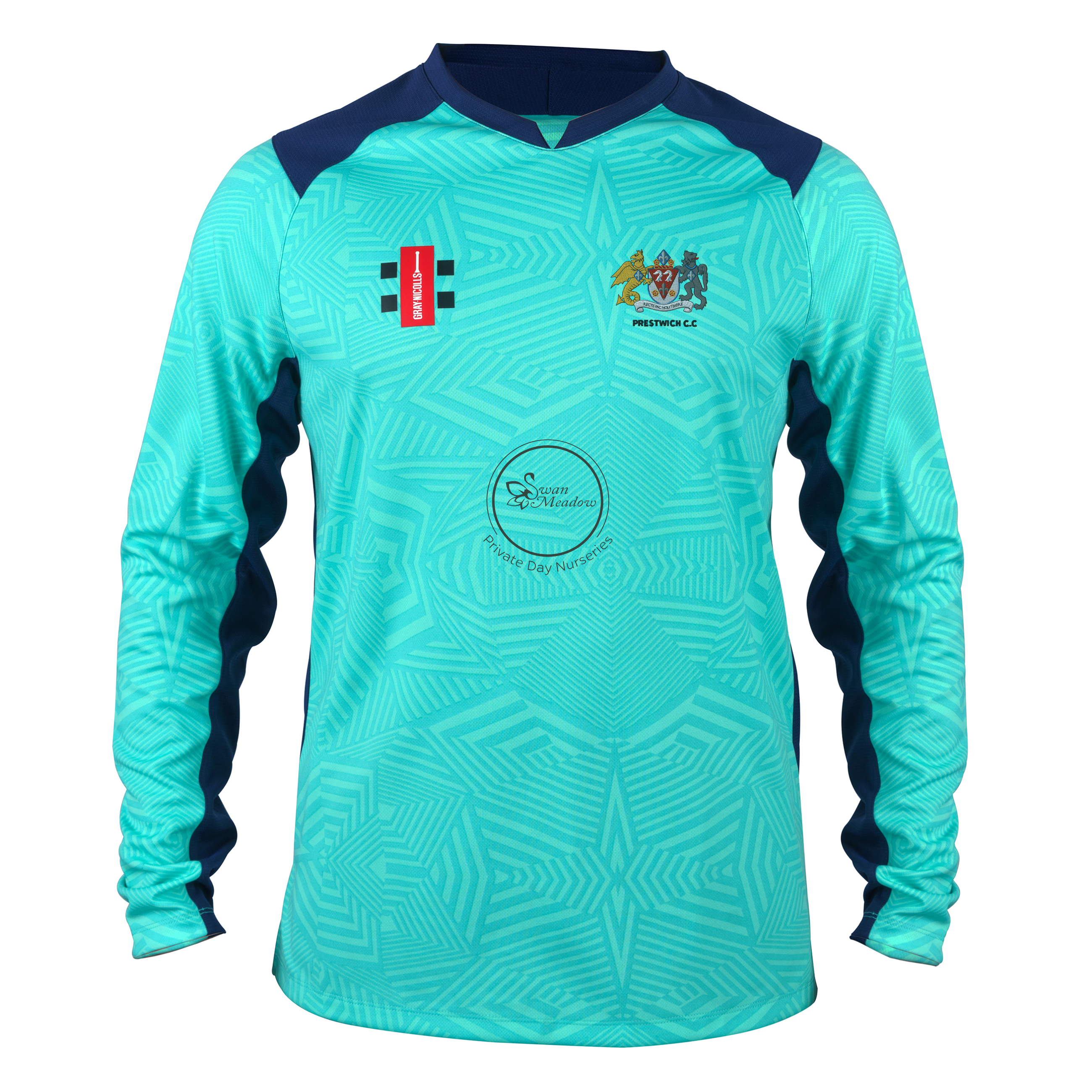 gray-nicolls-prestwich-cricket-club-ladies-pro-t20-maglia-manica-lunga-aqua-navy image 1