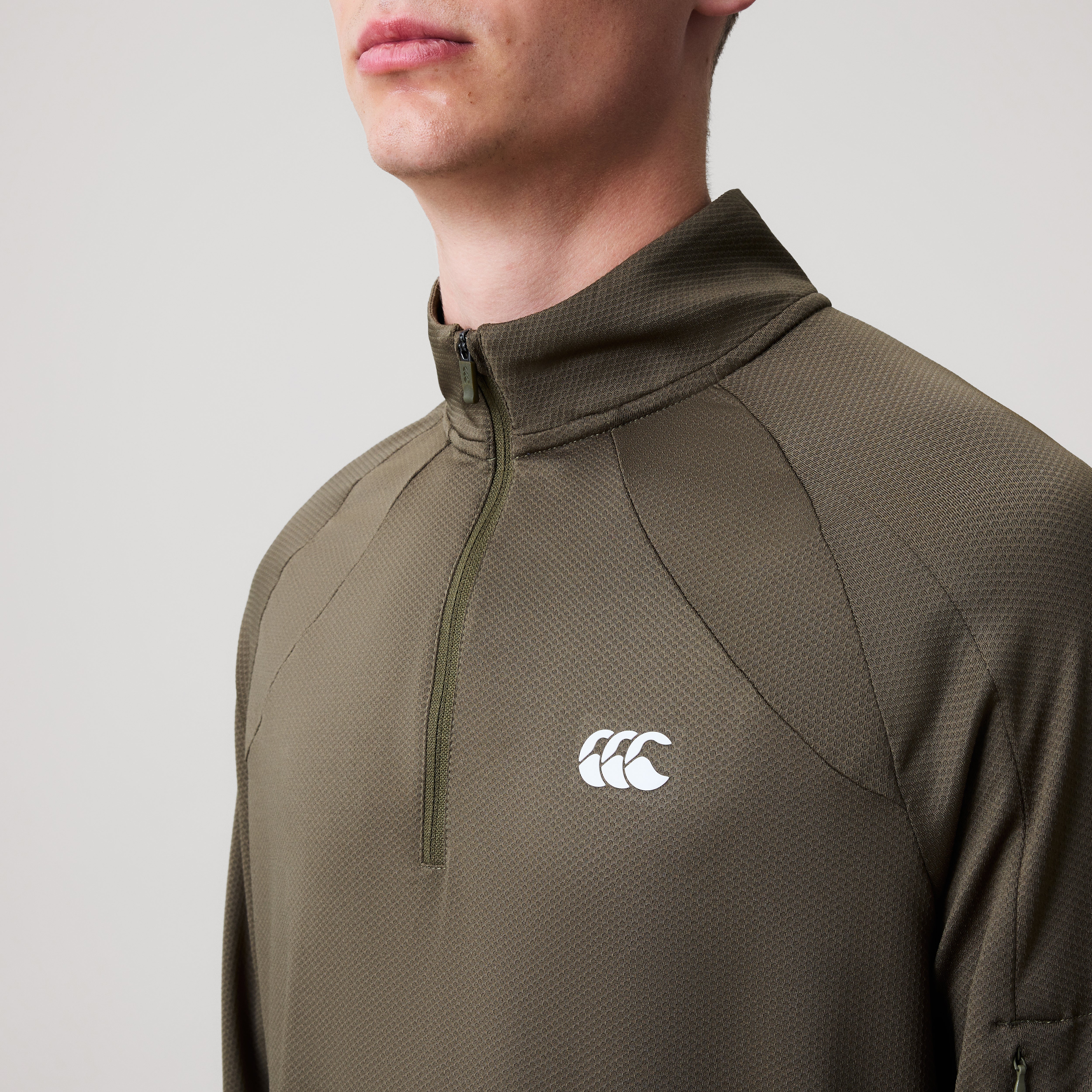 canterbury-tempo-felpa-1-4-zip-uomo-verde-performance image 7