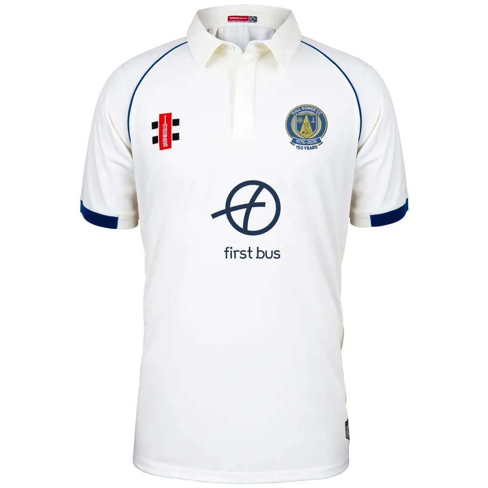 gray-nicolls-matrix-v2-maglia-cricket-manica-corta-junior-avorio-navy-hall-bower image 1