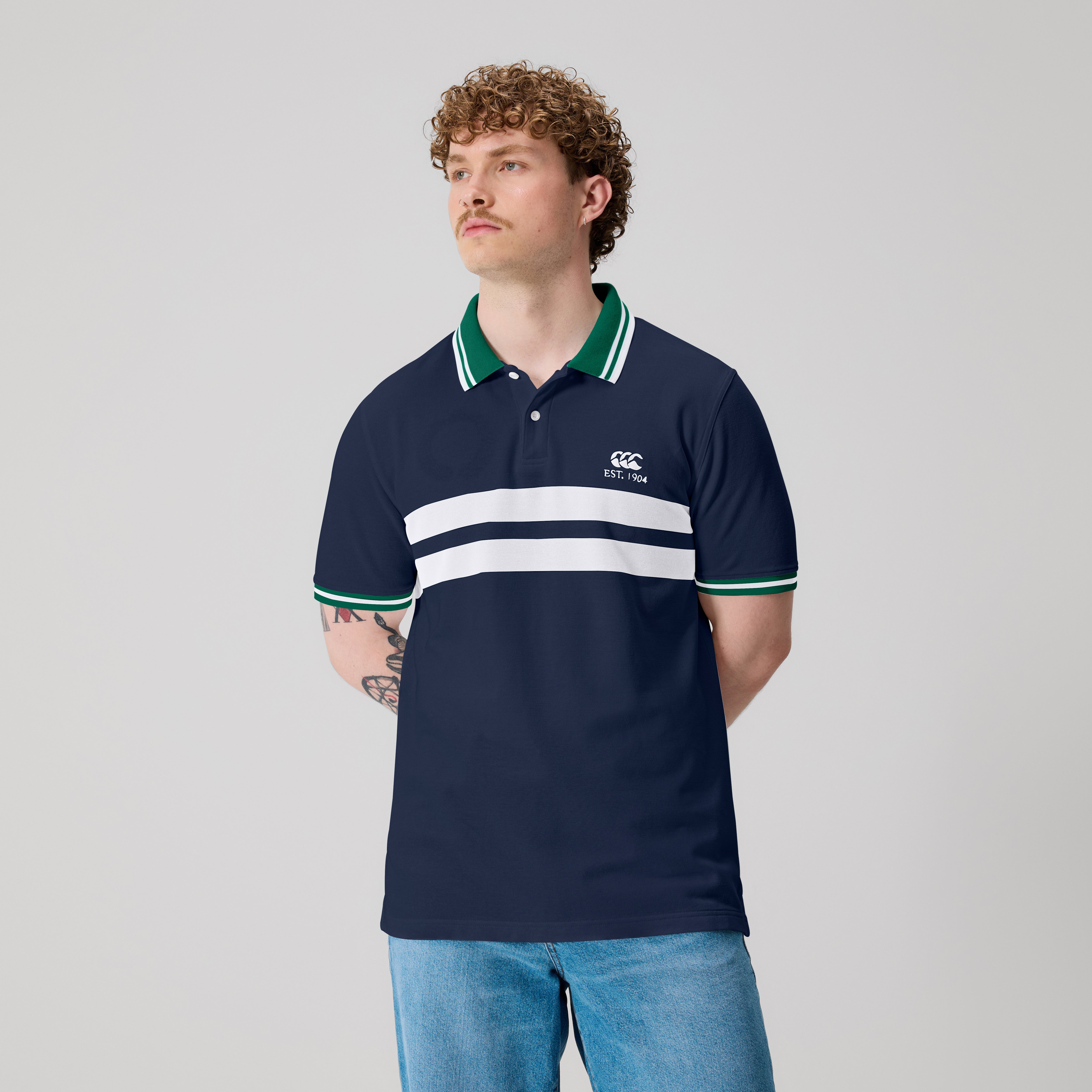 canterbury-chest-stripe-polo-uomo-navy-polo-rugby-in-cotone-piqu image 1