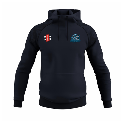 gray-nicolls-gts-felpa-con-cappuccio-senior-sharks-cricket-academy-blu-navy-scur image 1