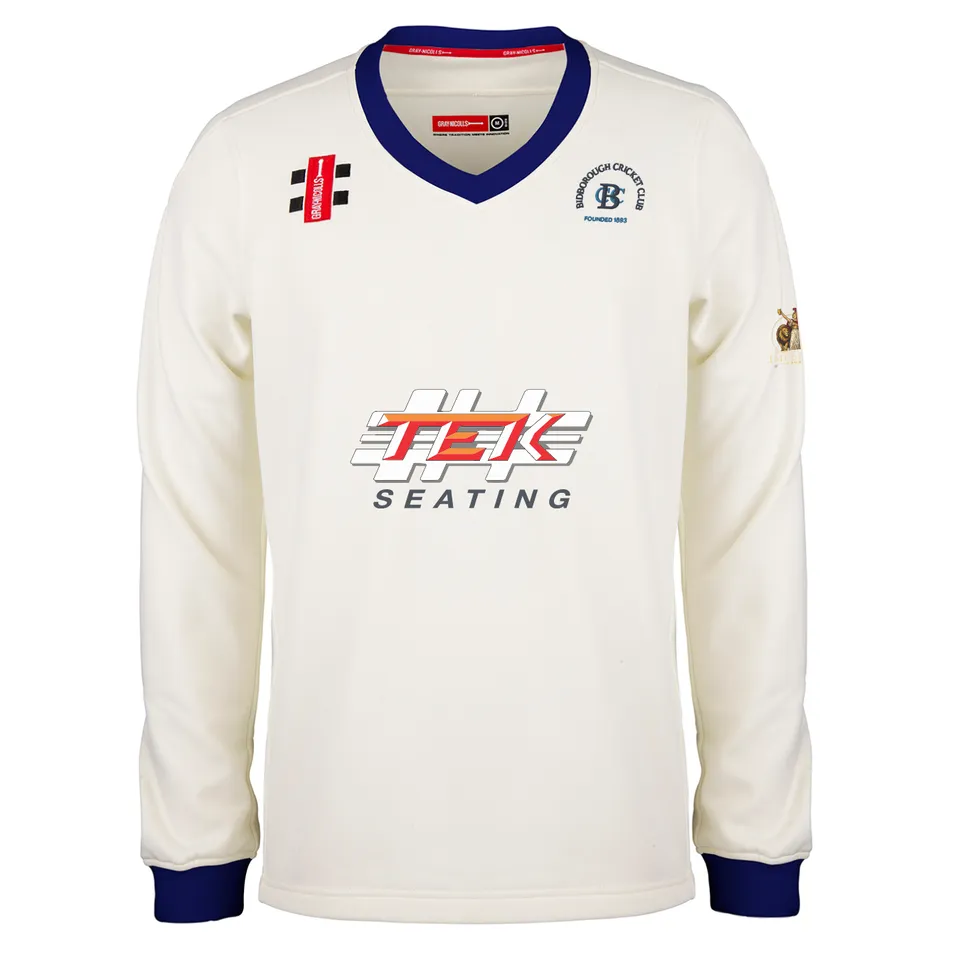 gray-nicolls-bidborough-cc-adult-pro-performance-maglione-cricket-avorio-navy image 1