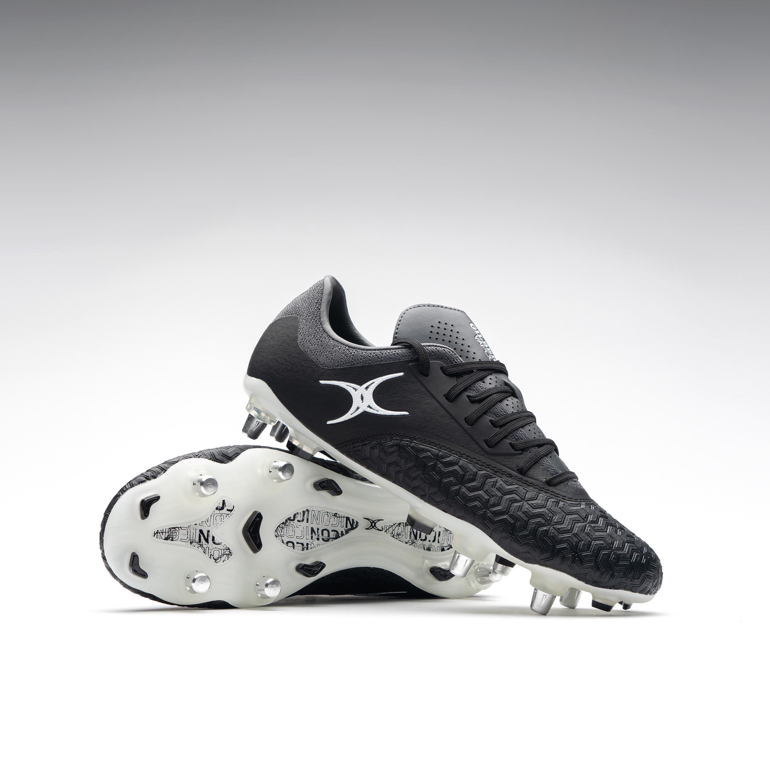gilbert-rugby-icon-vapour-6s-scarpe-rugby-senior-nero-grigio image 1