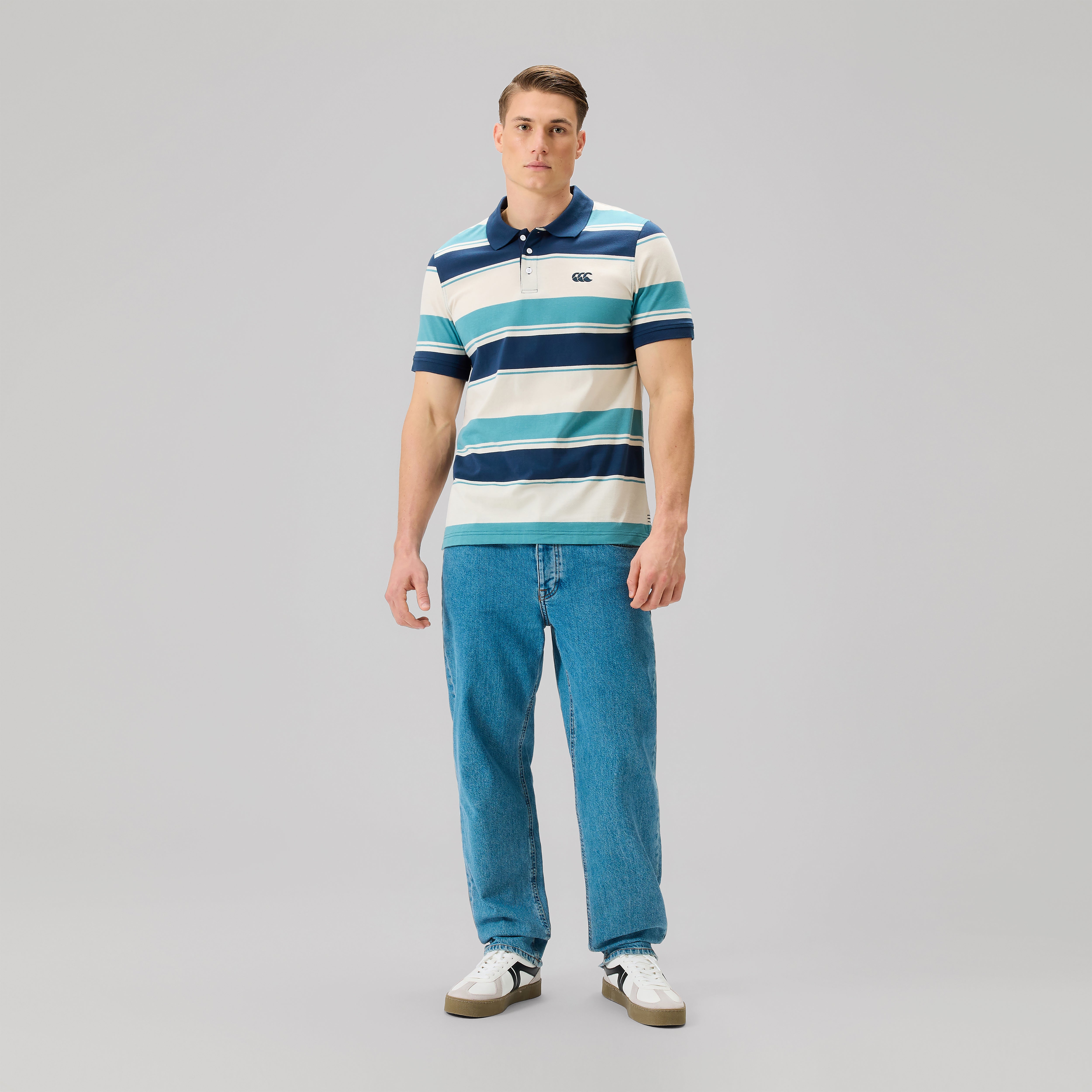canterbury-fundamentals-stripe-polo-uomo-blu-a-maniche-corte image 2