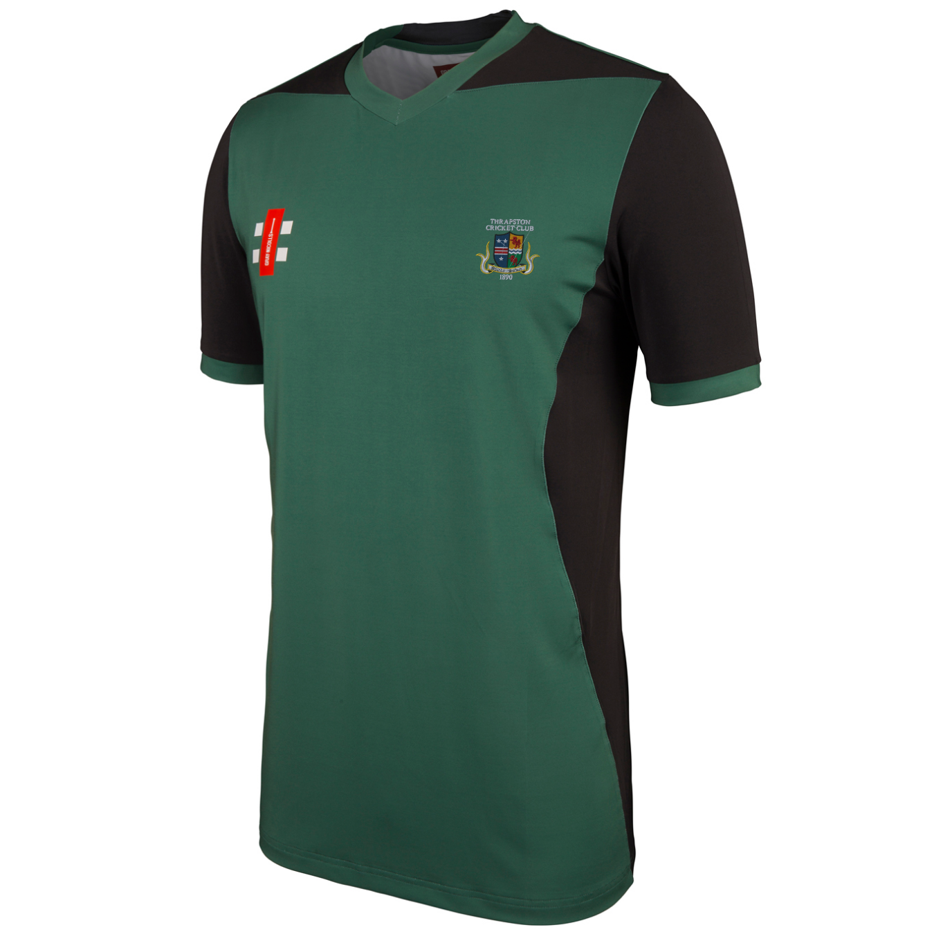 gray-nicolls-thrapston-cc-junior-pro-performance-t20-maglia-verde-nera-a-maniche image 1