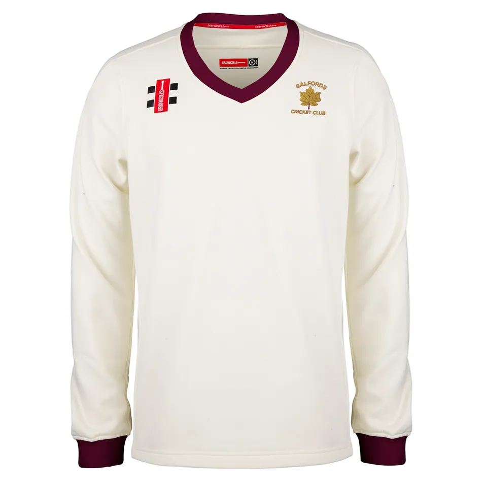 gray-nicolls-salfords-cc-pro-performance-maglione-match-bambino-avorio-bordeaux image 1