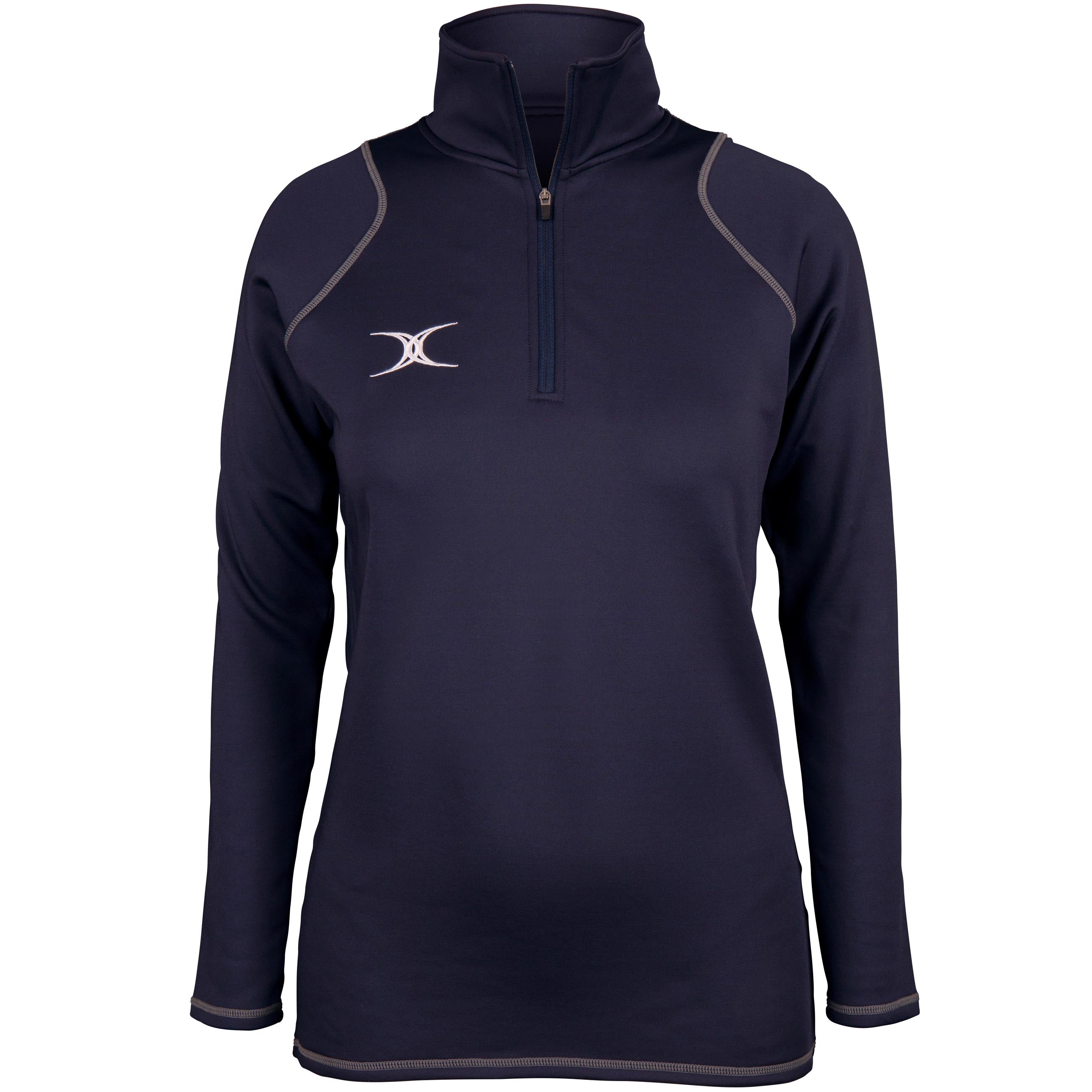 gilbert-rugby-quest-ii-1-4-zip-fleece-donna-pile-rugby-nero-blu-navy image 3