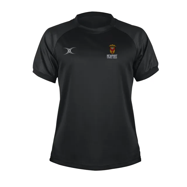 gilbert-rugby-evo-t-shirt-senior-newport-schools-rugby-nera-manica-corta image 1