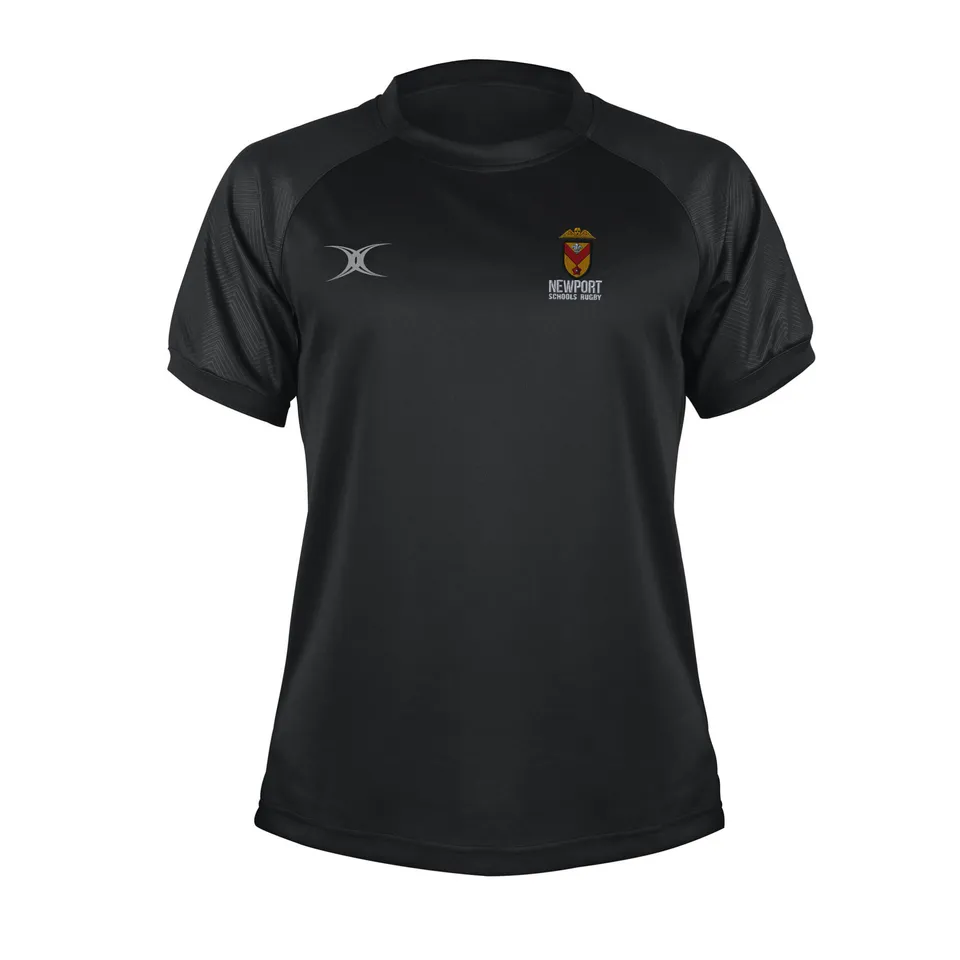 gilbert-rugby-evo-t-shirt-senior-newport-schools-rugby-nera-manica-corta image 1