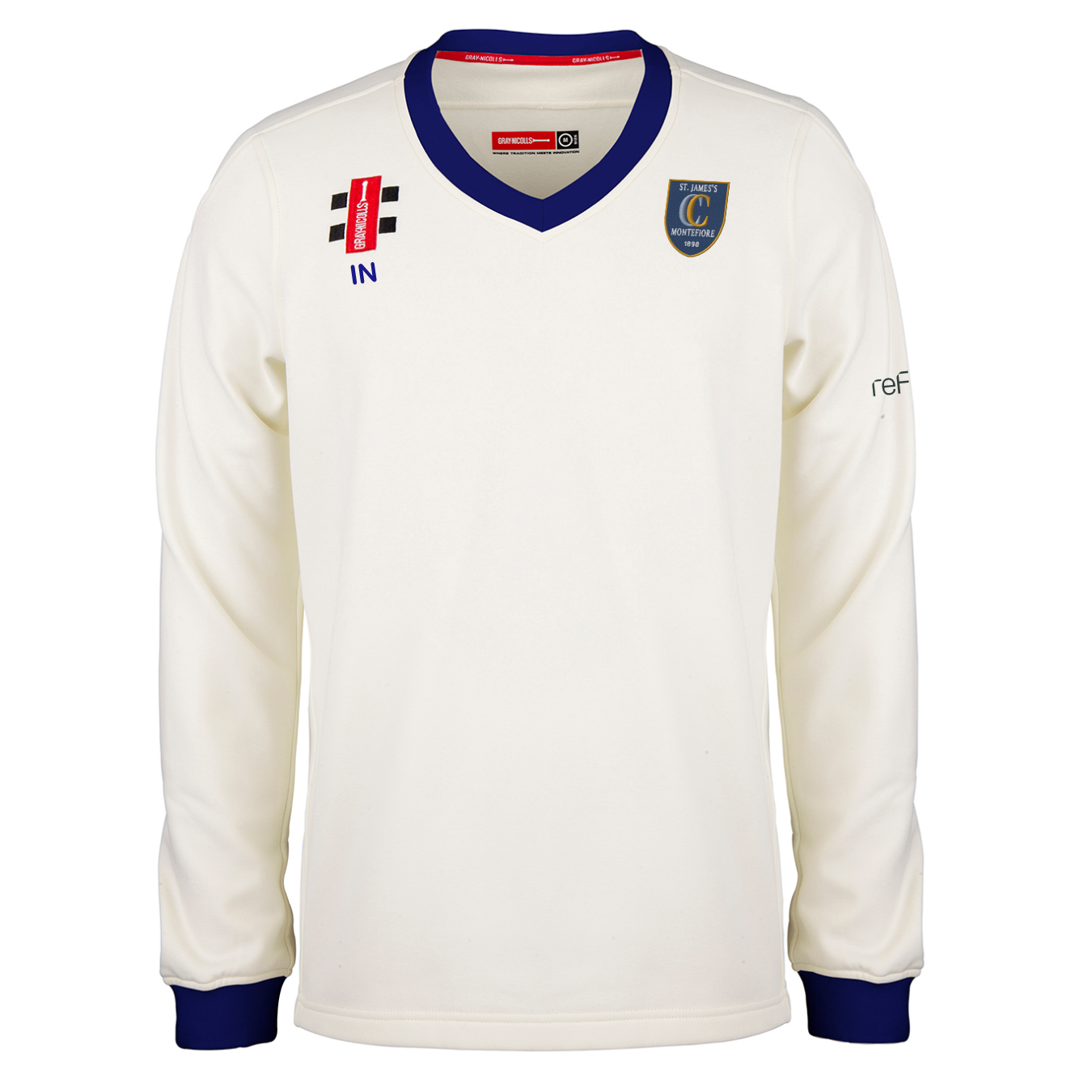 gray-nicolls-pro-performance-maglione-match-senior-avorio-navy-st-james-montefio image 1