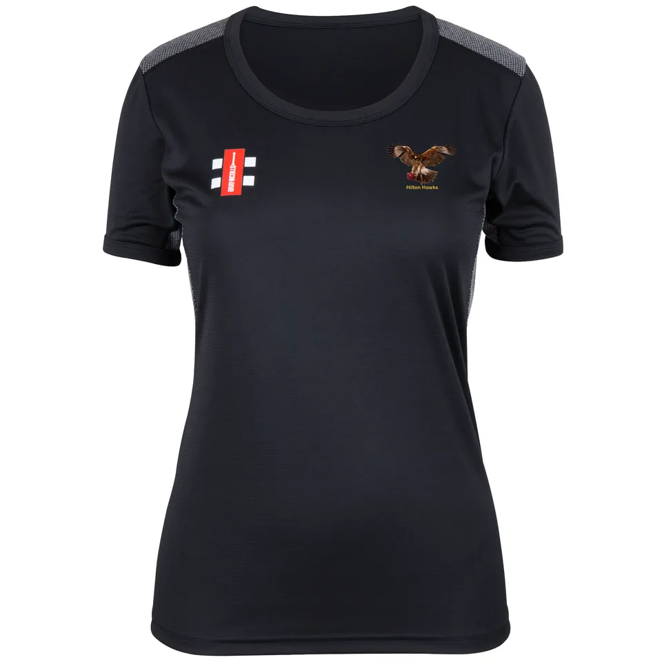 gray-nicolls-hilton-cricket-club-t-shirt-pro-performance-manica-corta-nera-donna image 1