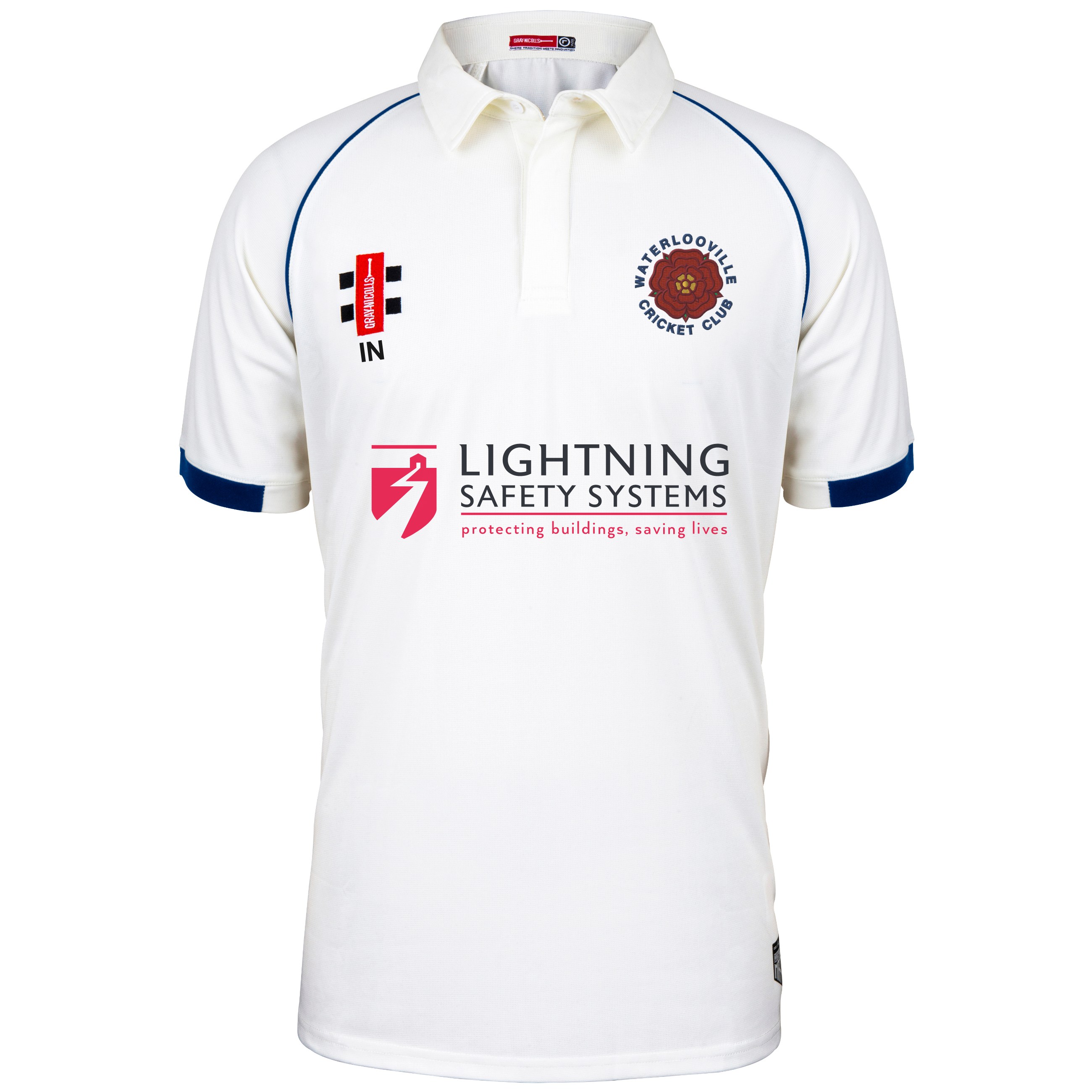 gray-nicolls-matrix-v2-maglia-cricket-manica-corta-junior-avorio-blu-navy-waterl image 1