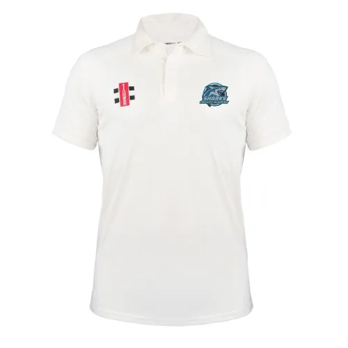gray-nicolls-pro-performance-v3-maglia-cricket-s-s-senior-sharks-academy-avorio image 1