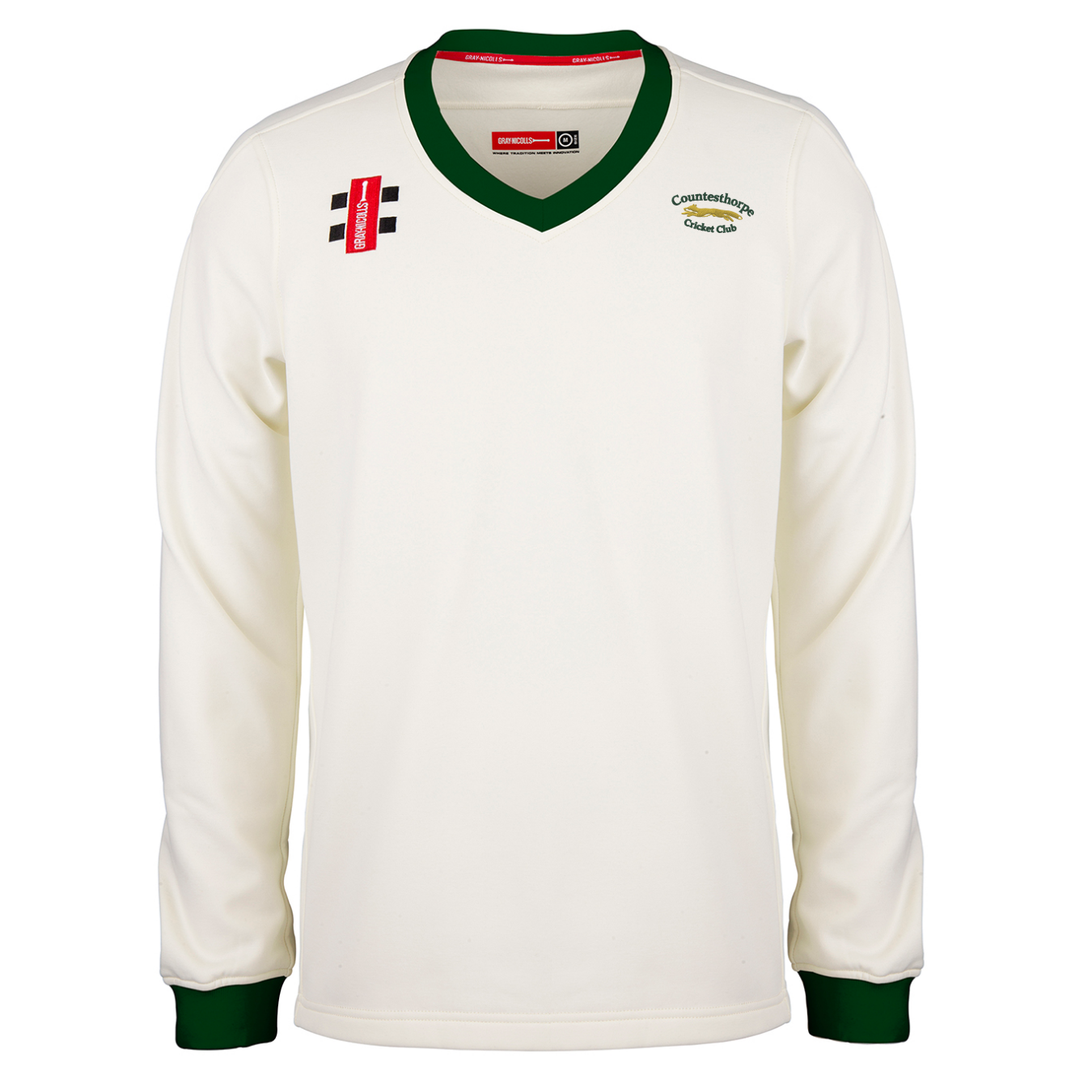 gray-nicolls-countesthorpe-cc-pro-performance-maglione-match-junior-avorio-verde image 1