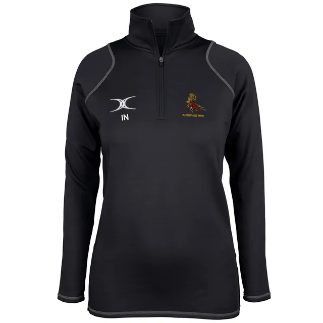 gilbert-rugby-quest-pile-1-4-zip-andover-rfc-donna-nero image 1