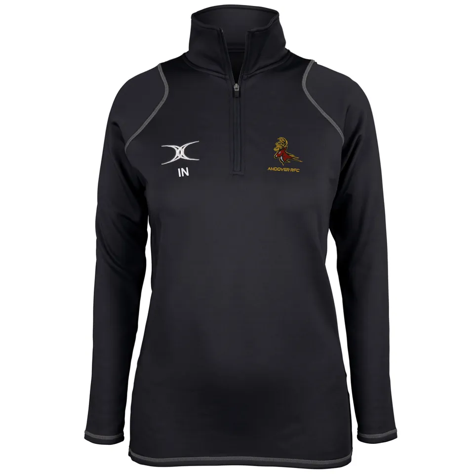 gilbert-rugby-quest-pile-1-4-zip-andover-rfc-donna-nero image 1