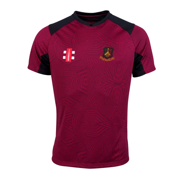 gray-nicolls-ferguslie-cc-adult-maglia-pro-t20-manica-corta-maroon-black-con-nom image 1