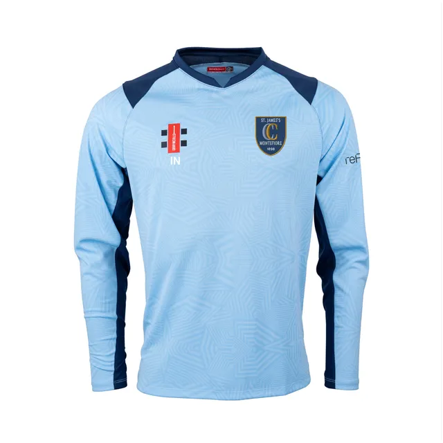 gray-nicolls-pro-t20-maglia-cricket-manica-lunga-senior-navy-sky-st-james-u18 image 1