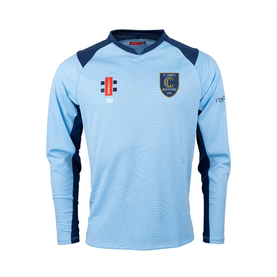 gray-nicolls-pro-t20-maglia-cricket-manica-lunga-senior-navy-sky-st-james-u18 image 1