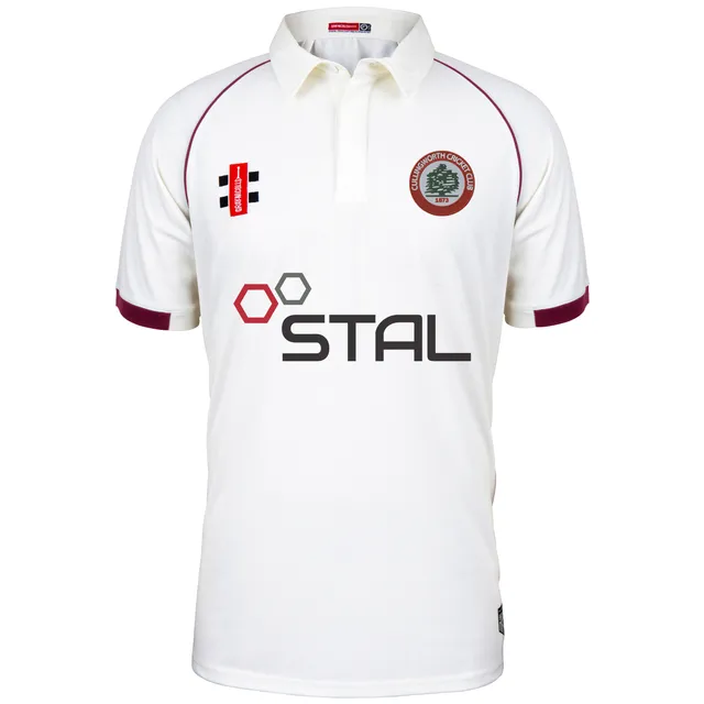 gray-nicolls-cullingworth-cc-adulto-maglia-matrix-v2-manica-corta-avorio-bordeau image 1