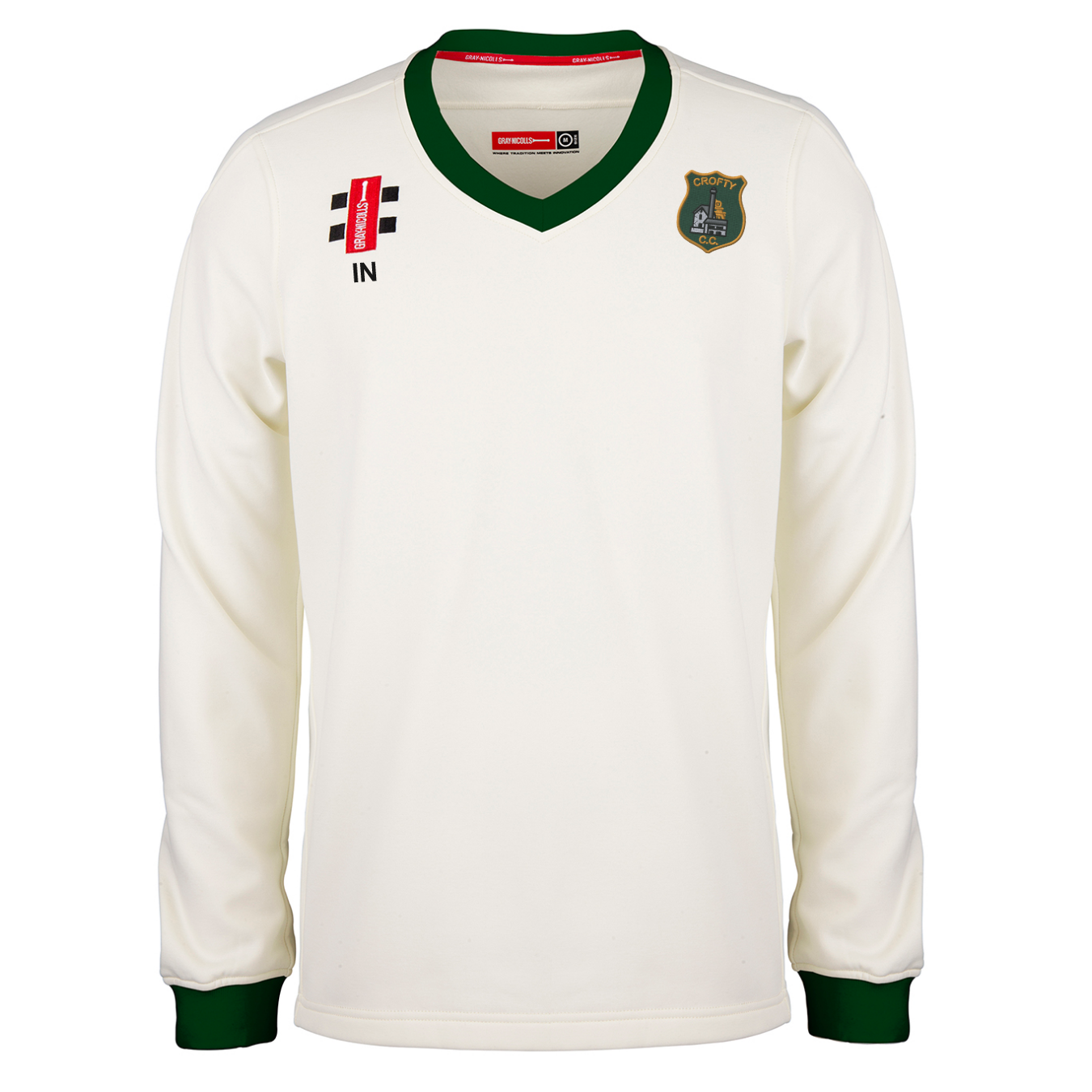 gray-nicolls-crofty-holman-cc-pro-performance-maglione-match-junior-avorio-verde image 1