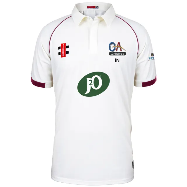 gray-nicolls-matrix-v2-maglia-cricket-s-s-senior-old-albanian-cc-ivory-maroon image 1