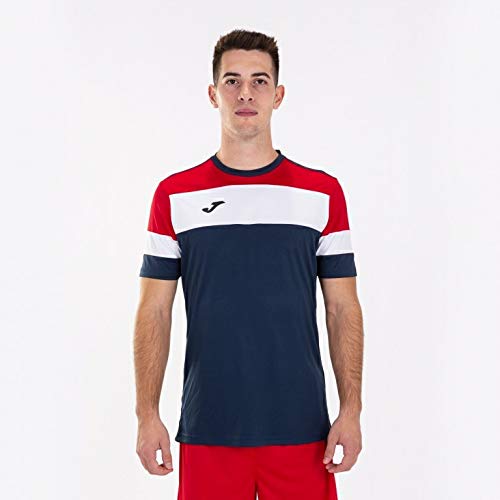 joma-crew-iv-maglia-calcio-manica-corta-azzurro-marino-rosso-bianco image 3