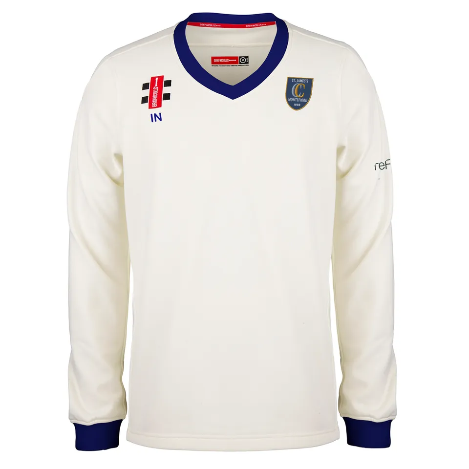 gray-nicolls-pro-performance-maglione-match-senior-avorio-navy-st-james-montefio image 1