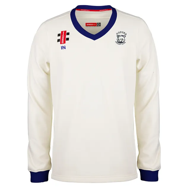 gray-nicolls-oxford-cc-senior-pro-performance-maglione-match-avorio-blu image 1
