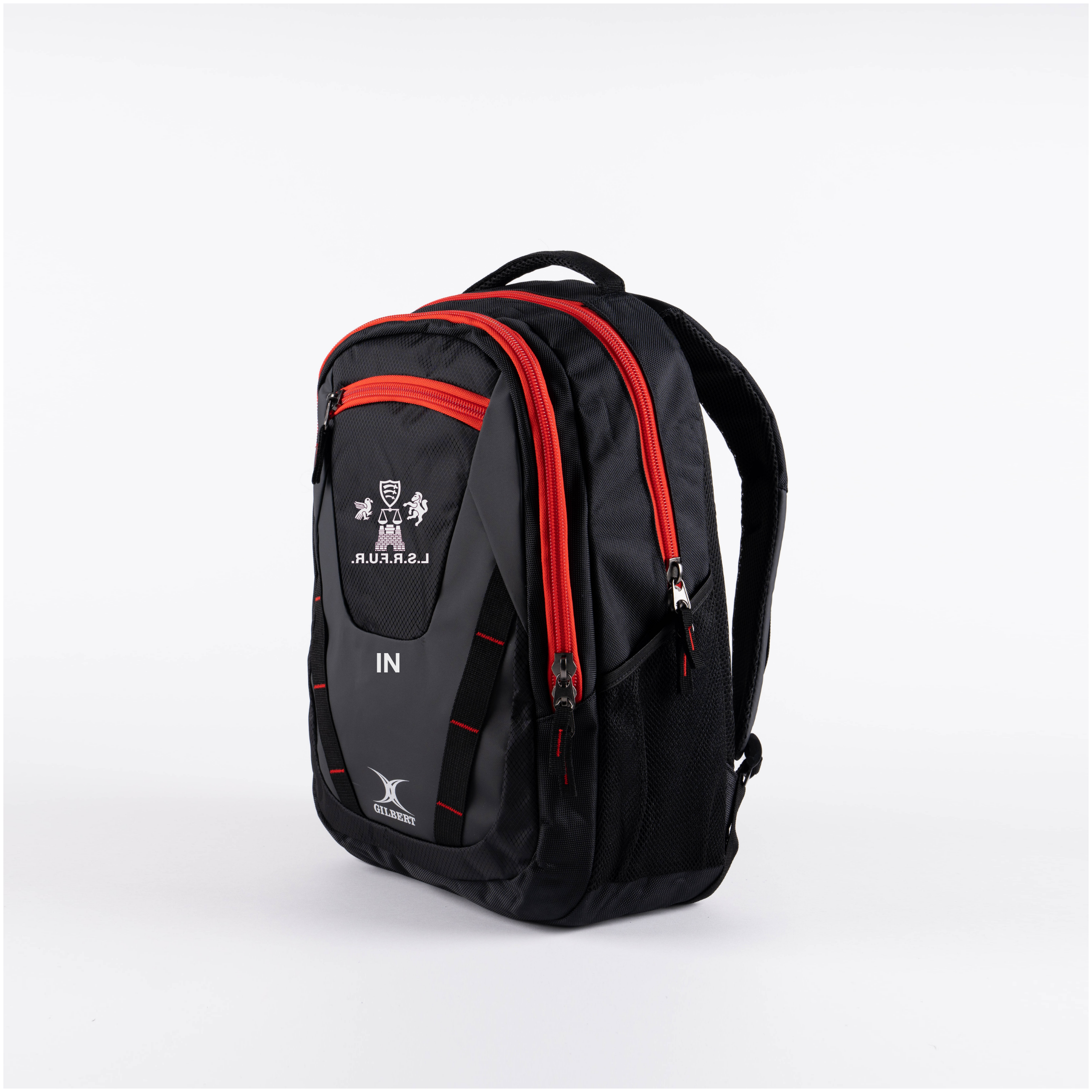 gilbert-rugby-london-society-referees-club-v4-rucksack-senior-black-red image 1
