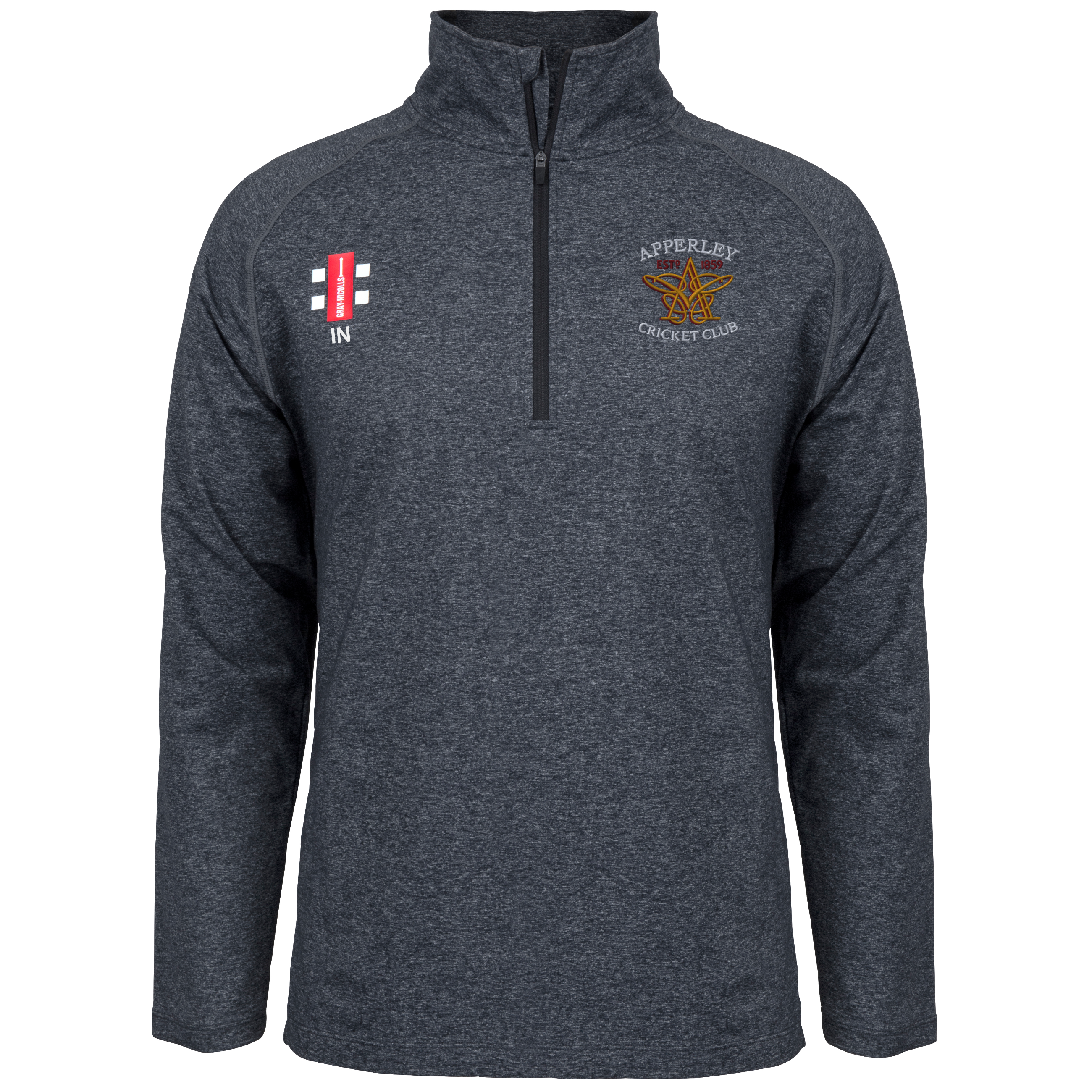 gray-nicolls-apperley-cc-senior-velocity-mid-layer-nero-con-mezza-zip image 1