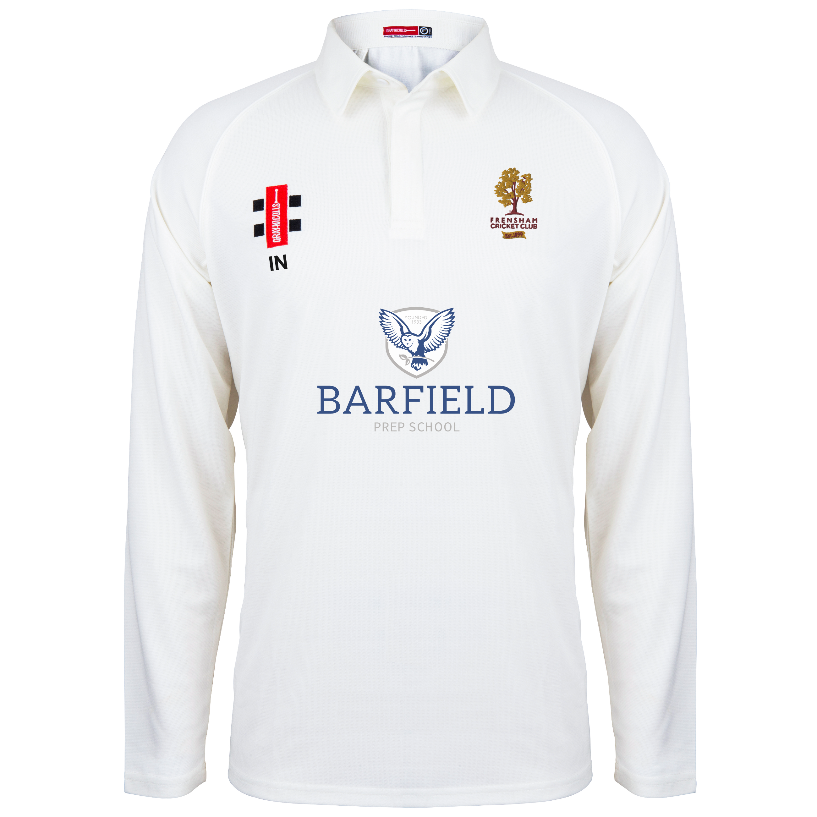 gray-nicolls-frensham-cc-junior-matrix-v2-manica-lunga-ivory-maglia-cricket image 1