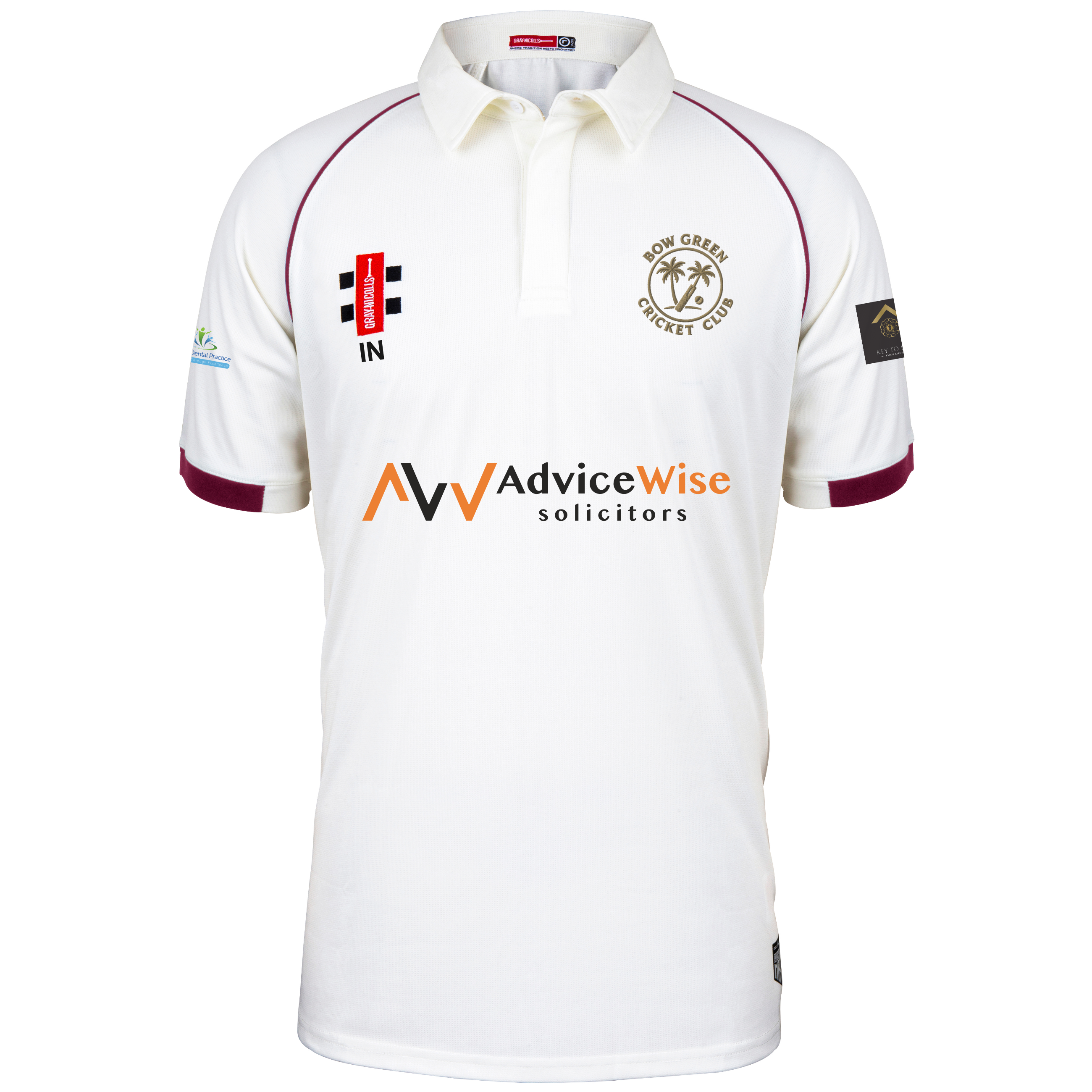 gray-nicolls-bow-green-cc-senior-matrix-v2-s-s-shirt-maglia-cricket-ivory-maroon image 1