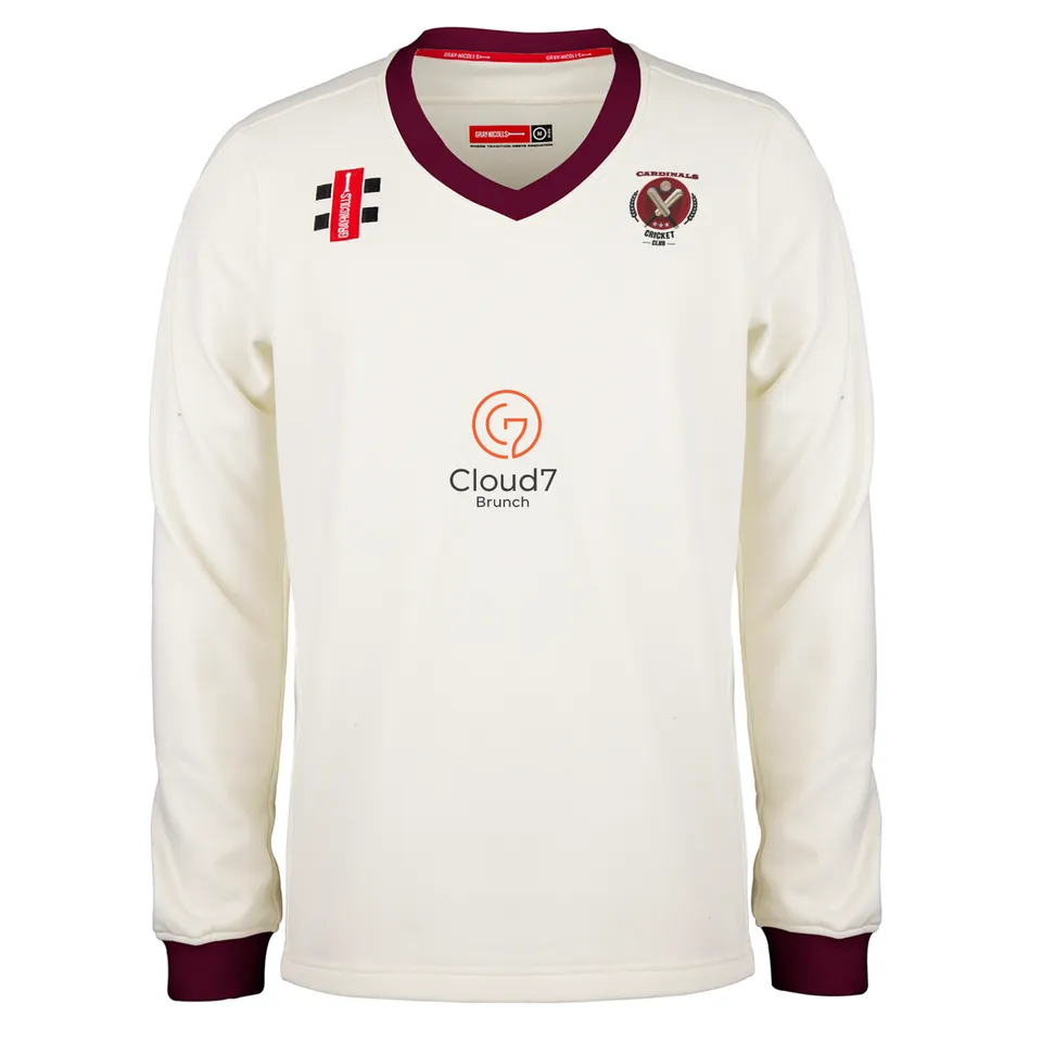 gray-nicolls-crs-cardinals-cc-pro-performance-maglione-match-senior-avorio-borde image 1