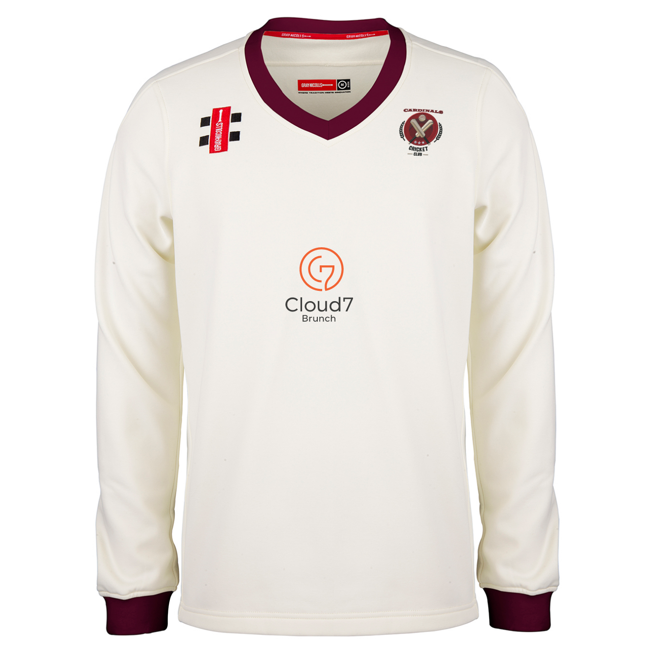 gray-nicolls-crs-cardinals-cc-pro-performance-maglione-match-senior-avorio-borde image 1