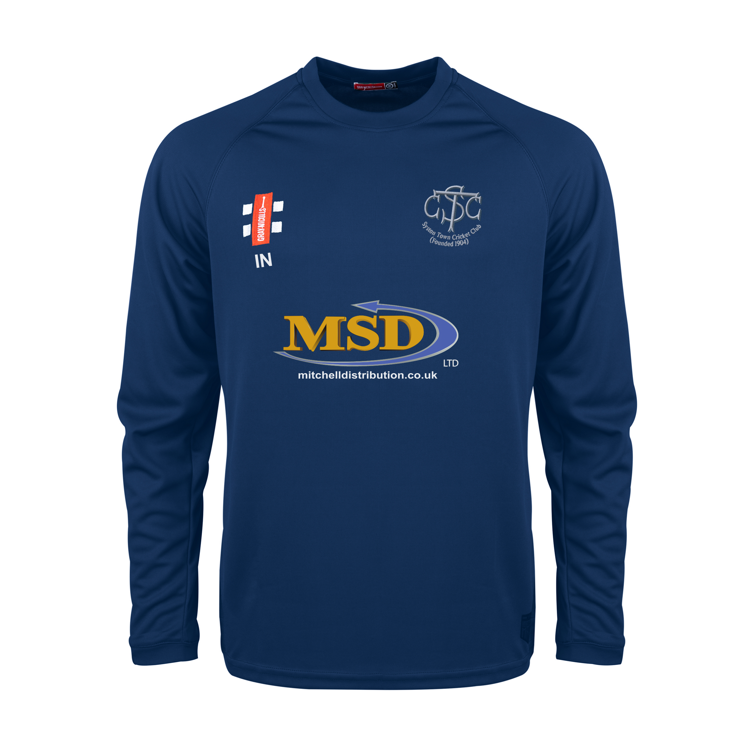 gray-nicolls-syston-town-cc-senior-t-shirt-m-l-matrix-v2-navy image 1