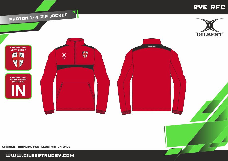 gilbert-rugby-rye-rugby-club-photon-giacca-1-4-zip-rosso-nero-adulto image 2