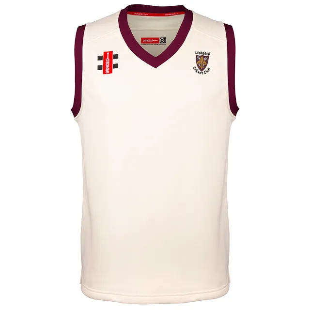 gray-nicolls-pro-performance-slipover-match-liskeard-cc-adulto-avorio-bordeaux image 1