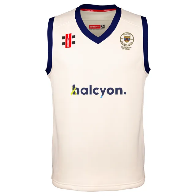 gray-nicolls-maghull-cc-pro-performance-slipover-match-junior-ivory-navy-100th-y image 1