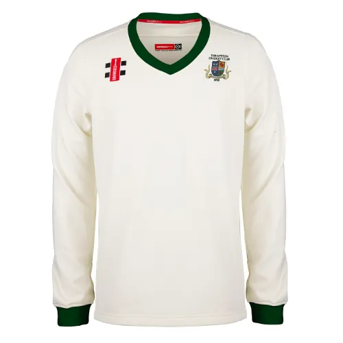 gray-nicolls-pro-performance-maglione-match-thrapston-cc-adulto-avorio-verde image 1